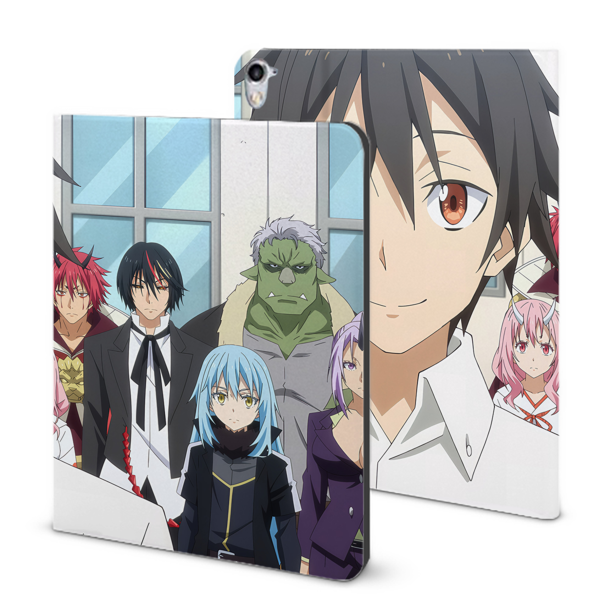 （画像用） 転スラ Regarding Reincarnated to Slime IPad ケース ブック型 PUレザー TPU 耐衝撃 軽量 薄型 ペン収納なし 全面保護 IPad 各モデル対応